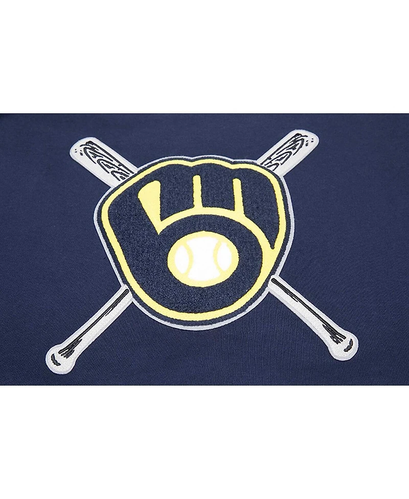 Women's Pro Standard Navy Milwaukee Brewers Mash Up Pullover Sweatshirt