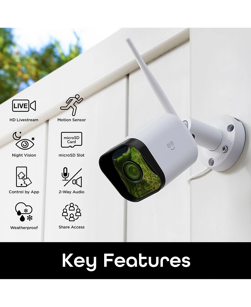 Geeni Hd Hawk 3 1080p Outdoor Security Camera, IP66 Weatherproof WiFi Surveillance with Night Vision and Motion Detection, Compatible with Alexa and G