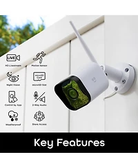 Geeni Hd Hawk 3 1080p Outdoor Security Camera, IP66 Weatherproof WiFi Surveillance with Night Vision and Motion Detection, Compatible with Alexa and G