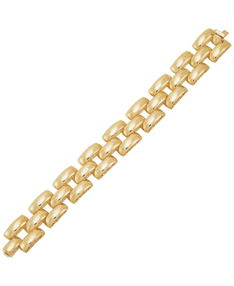 Italian Gold Stampato Panther Link Bracelet in 14k Gold