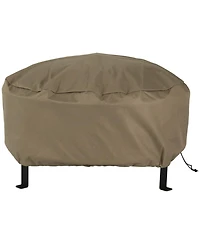 Round Outdoor Fire Pit Cover - Heavy-Duty 300D Polyester and Pvc with Drawstring Closure - Khaki - 40-Inch