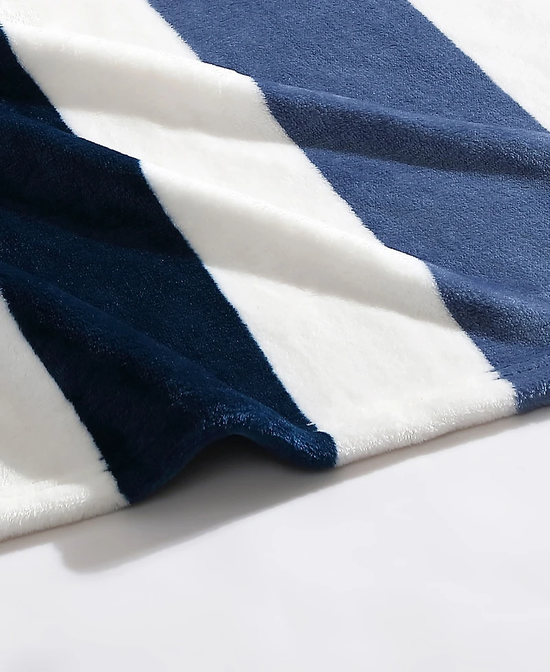 Nautica Awning Stripe Ultra Soft Plush Fleece Blanket