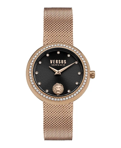 Versus Versace Women's Lea Crystal 2 Hand Quartz Rose Gold-Tone Stainless Steel Watch, 35mm