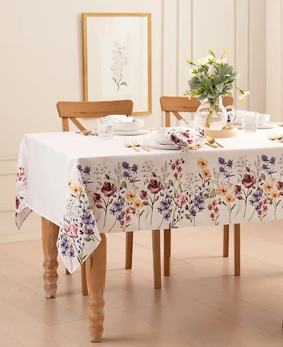 Poppy Wildflower Border Tablecloth 60" x 144"