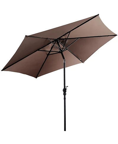 9FT Patio Umbrella Patio Market Steel Tilt W/ Crank Outdoor Yard Garden
