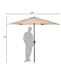 10FT Patio Umbrella 6 Ribs Market Steel Tilt W/Crank Outdoor Garden