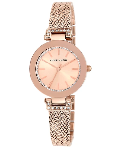 Anne Klein Women's Premium Crystal-Accented Rose Gold-Tone Stainless Steel Mesh Bracelet Watch 30mm Ak-1906RGRG