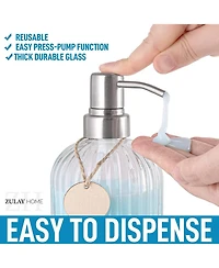 Zulay Kitchen Easy Press Pump Clear Glass Hand Soap Dispenser for Bathroom