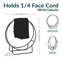 Sunnydaze Decor in Powder-Coated Steel Firewood Log Hoop Rack with Black Cover