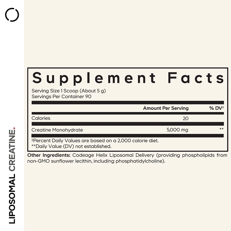 Codeage Liposomal Creatine Powder Supplement - 3-Month Supply - 5000mg Creatine Monohydrate Pre Workout & Post Workouts