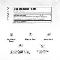 Codeage Multi Collagen Peptides Protein Capsules, 5 Collagen Types, Grass-Fed & Hydrolyzed Bovine Collagen Pills Supplement, Ashwagandha, Amla Berry V