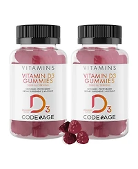 Codeage Vitamin D3 Gummies 2-Pack, 5000 Iu, Strawberry Flavored Vitamin Supplement - 60ct