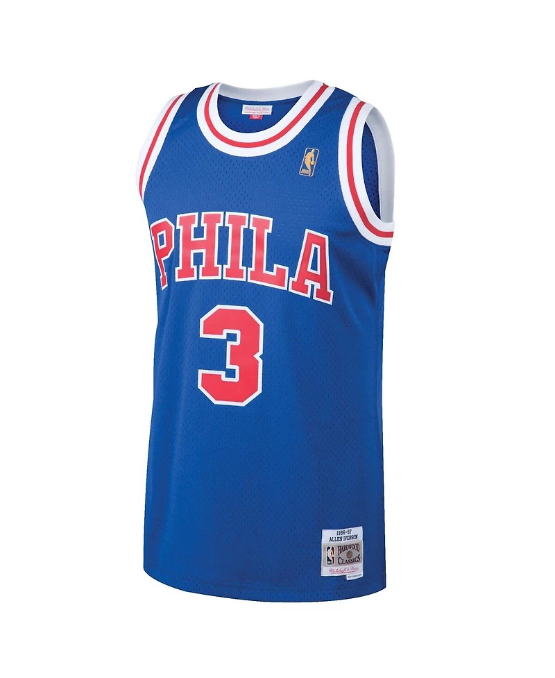 Men's Mitchell & Ness Allen Iverson Royal Philadelphia 76ers 1996-97 Hardwood Classics Swingman Jersey