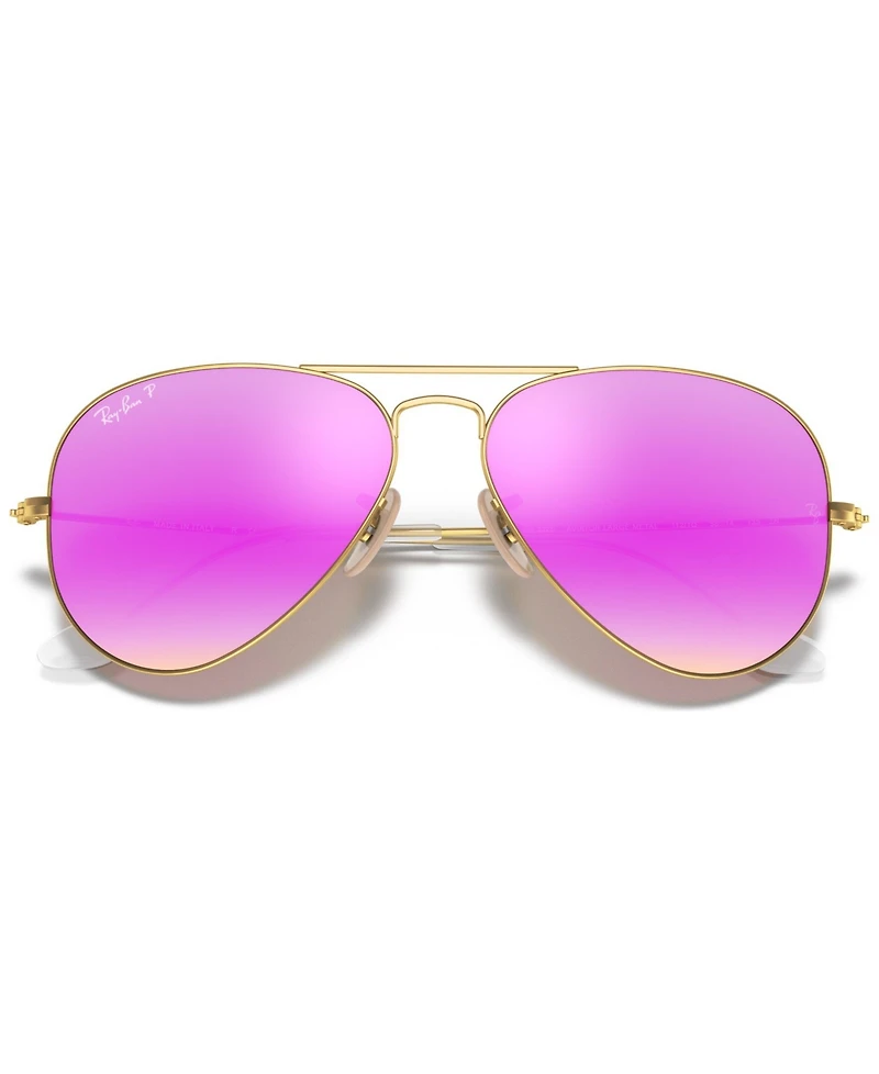 Ray-Ban Unisex Polarized Aviator Mirror Sunglasses, RB3025