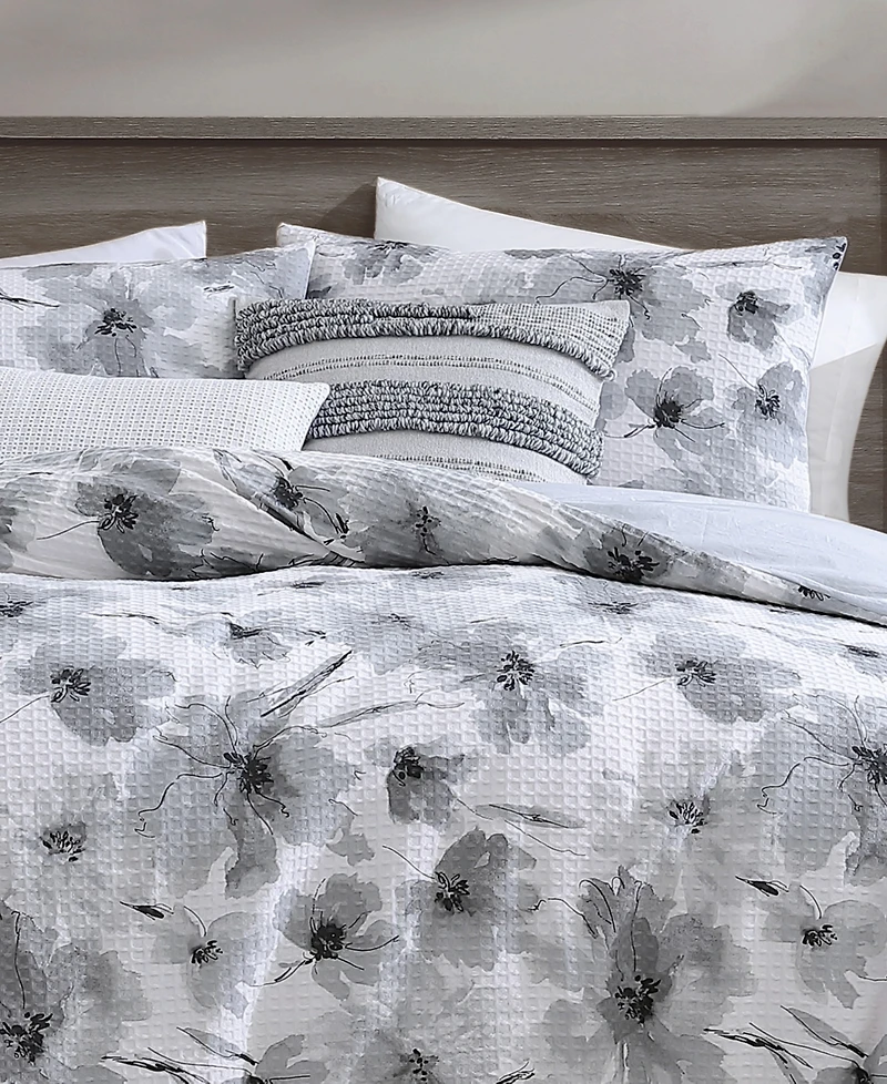 Dkny Modern Bloom 3 Piece Duvet Cover Set, Queen