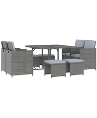 Outsunny 9pc Outdoor Wicker Dining Furniture Set, Table, 4 Seats, Mixed
