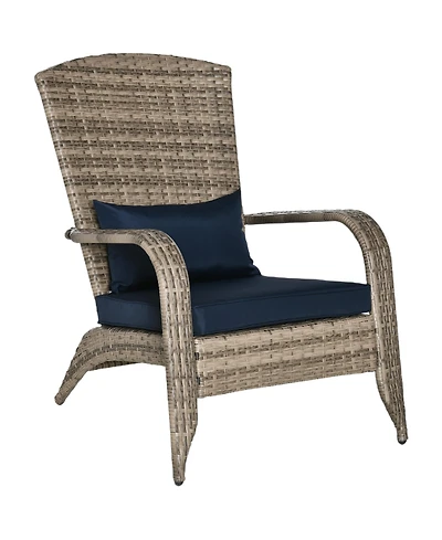 Outsunny Pe Rat Adirondack Lounge Patio Fire Pit Chair