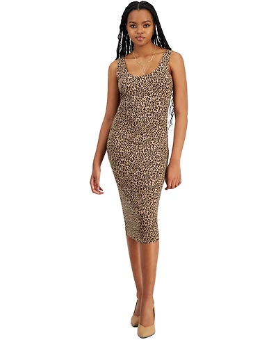Bar Iii Petite Animal-Print Bodycon Midi Dress, Created for Macy's