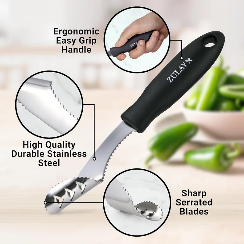 Jalapeno Corer Tool - Stainless Steel Pepper Corer Seed Remover Tool