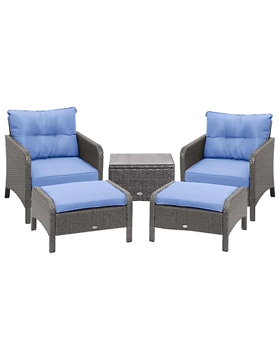 Outsunny 5-Piece Outdoor Rat Patio Set with Table,