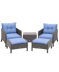 Outsunny 5-Piece Outdoor Rat Patio Set with Table,