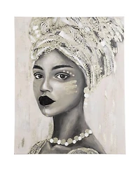 Homcom Hand-Painted Wall Art, Canvas Painting African Woman, 39.25" x 31.5"