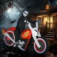 Homcom Inflatable Halloween Ghost Biker Yard Decoration Waterproof Led Light Up