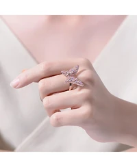 Ra 18K Rose Gold Plated Multi Color Cubic Zirconia Butterfly Ring