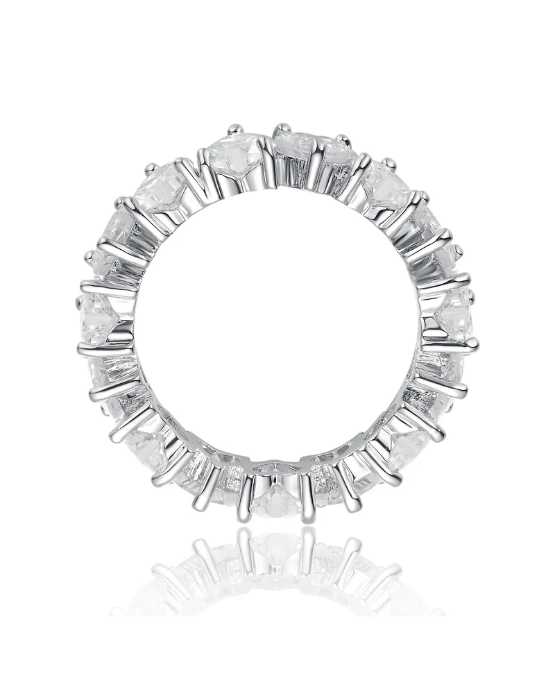 Ra White Gold Plated Heart Cubic Zirconia Band Ring