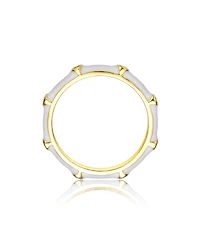14k Gold Plated with Cubic Zirconia Enamel Bamboo Teens/Young Adult Stacking Ring