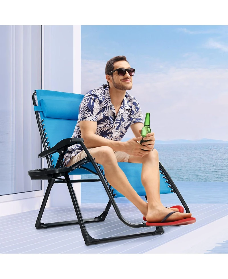 Zero Gravity Chair Oversize Lounge Patio Heavy Duty Folding Recliner