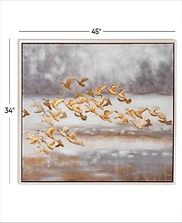 Rosemary Lane Canvas Bird Framed Wall Art with Silver-Tone Frame, 45" x 1" x 34"