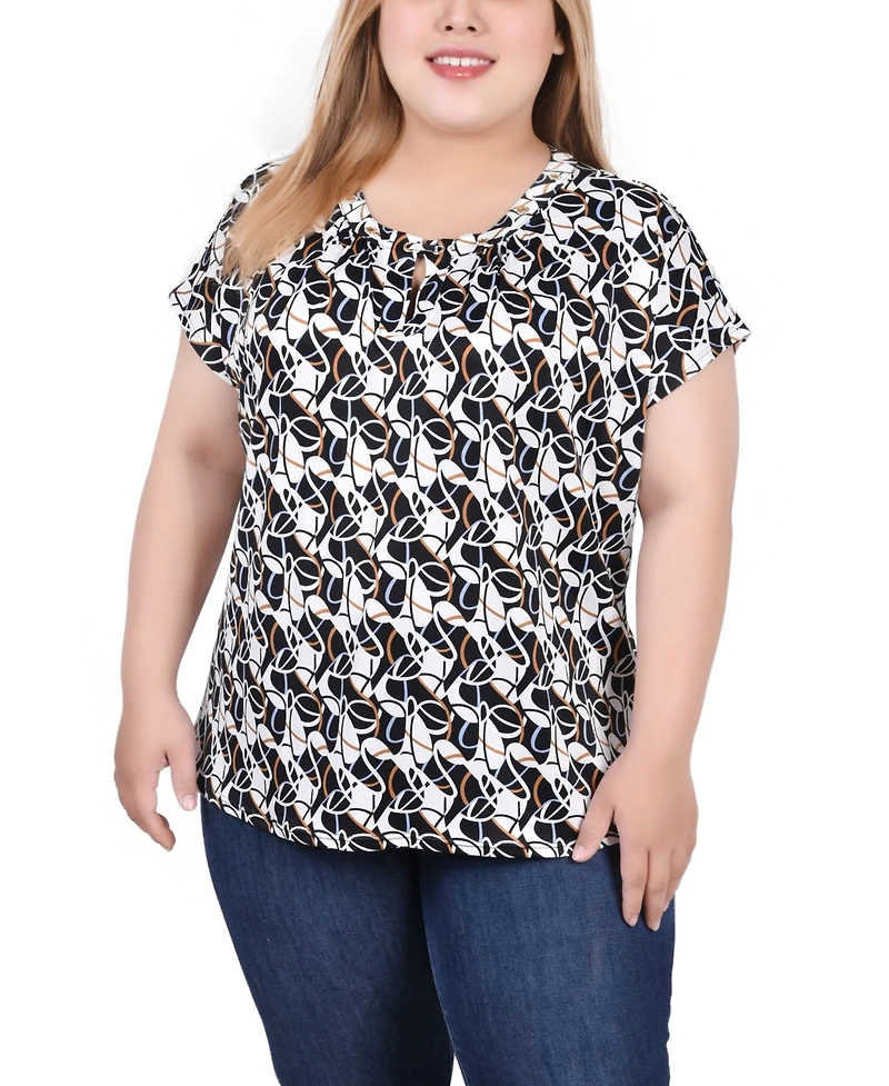 Ny Collection Plus Extended Sleeve Top with Grommets