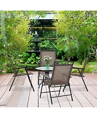 Costway Set of 4 Patio Folding Chairs Sling Portable Dining Chair Set