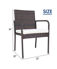 Costway 4 Pcs Outdoor Patio Rattan Dining Chairs Cushioned Sofa