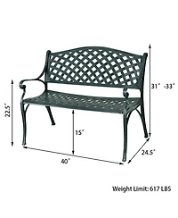 Costway 40'' Outdoor Antique Garden Bench Aluminum Frame Seats Chair Patio Garden