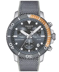 Tissot Men's Swiss Chronograph Seastar 1000 Gray Textile Strap Watch 46mm