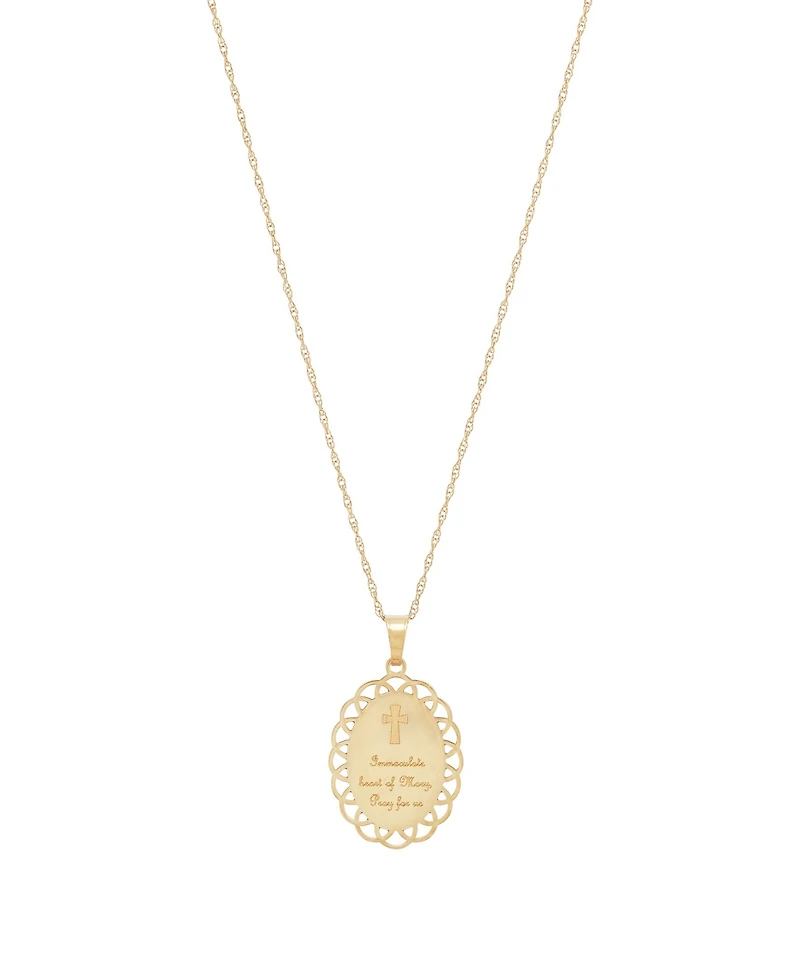 Virgin Mary Medallion & Prayer 18" Pendant Necklace in 10k Gold