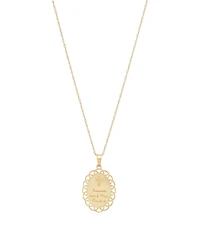 Virgin Mary Medallion & Prayer 18" Pendant Necklace in 10k Gold