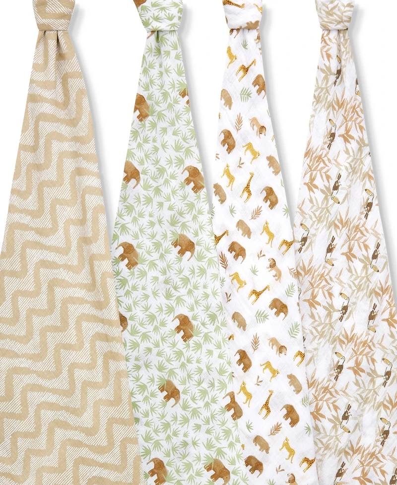 aden by aden + anais Baby Tanzania Muslin Swaddles, Pack of 4