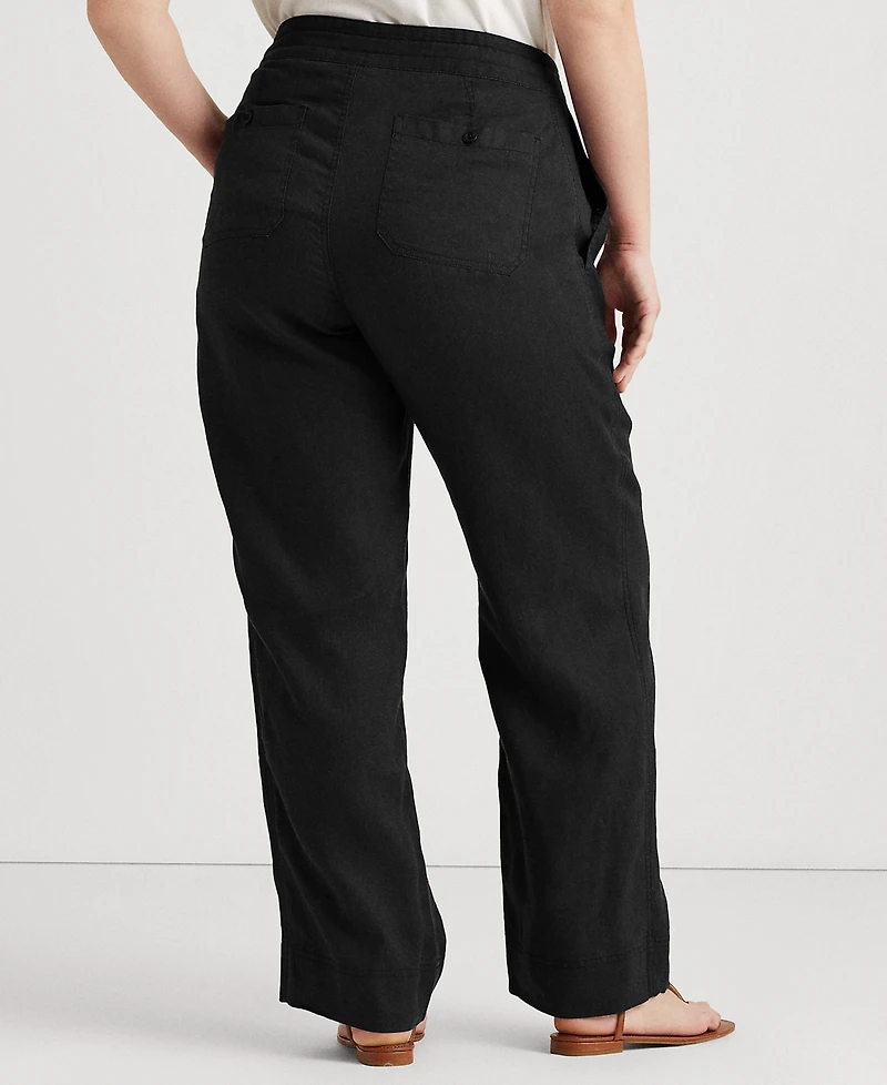Lauren Ralph Plus-Size 100% Linen Wide-Leg Pants