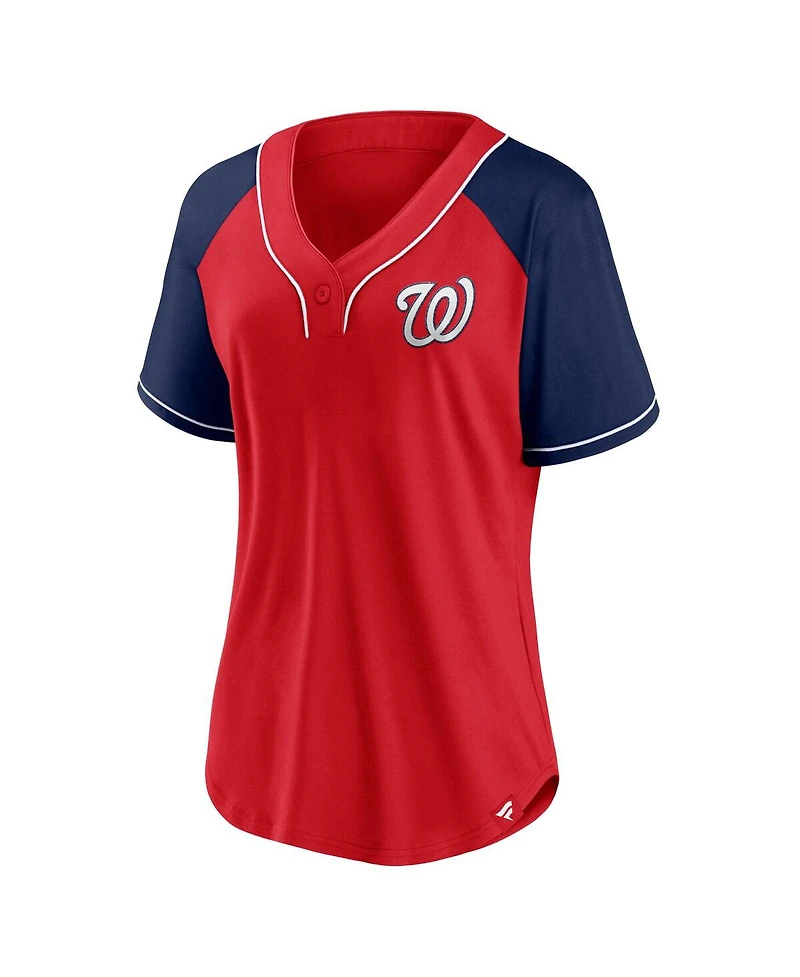 Women's Fanatics Red Washington Nationals Ultimate Style Raglan V-Neck T-shirt
