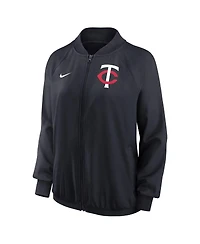 Women's Nike Minnesota Twins Navy Authentic Collection Team Raglan Performance Full-Zip Jacket