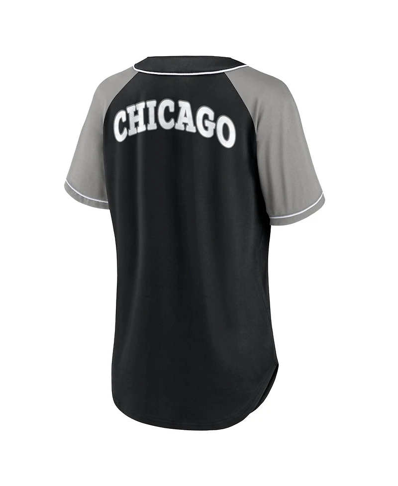 Women's Fanatics Black Chicago White Sox Ultimate Style Raglan V-Neck T-shirt