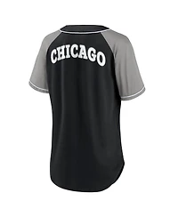 Women's Fanatics Black Chicago White Sox Ultimate Style Raglan V-Neck T-shirt