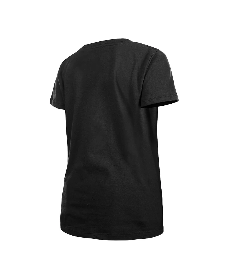 Big Girls New Era Black San Francisco Giants Flip Sequin Team V-Neck T-shirt