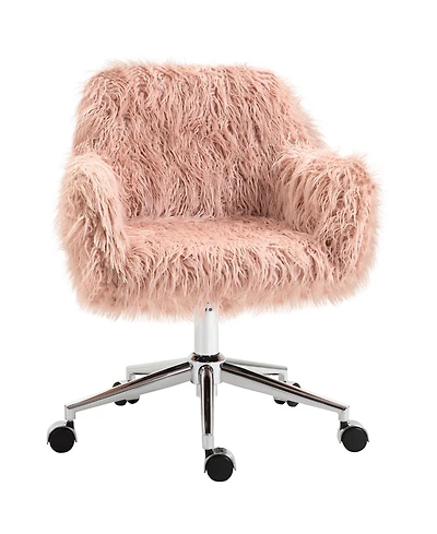 Vinsetto Faux Fur Home Office Chair, Vanity Chair w/ Adjustable Height,