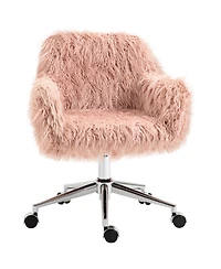Vinsetto Faux Fur Home Office Chair, Vanity Chair w/ Adjustable Height,