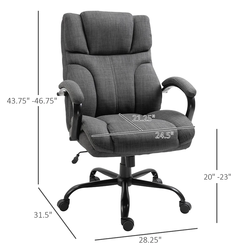 Vinsetto 500lbs Swivel Big/Tall Office Computer Desk Chair w/ Wheels, Deep