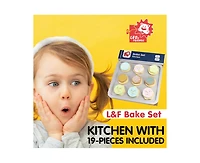 L&F Bake Set Kitchen with 19-Pieces Included, Made for Toddlers 3-Years+ | 9 Cookies, 9 Frostings, 1 Bake Sheet | Perfect Development Baking Toy for B